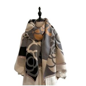 ✨ Geometric Floral Scarf in Neutral Tones ✨